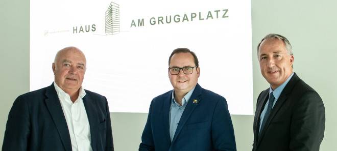 Neues Bürohochhaus in Essen-Rüttenscheid an der Grugahalle wird präsentiert 2022