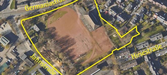 Baufläche für Wohnungen und Hallenbad an der Germaniastraße in Essen-Bochold 2022
