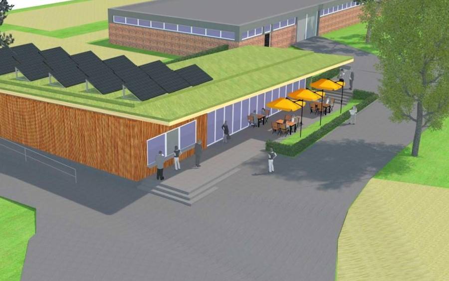 Plan für das neue Bauernhofcafé im Grugapark in Essen