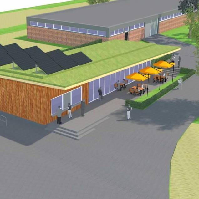 Plan für das neue Bauernhofcafé im Grugapark in Essen