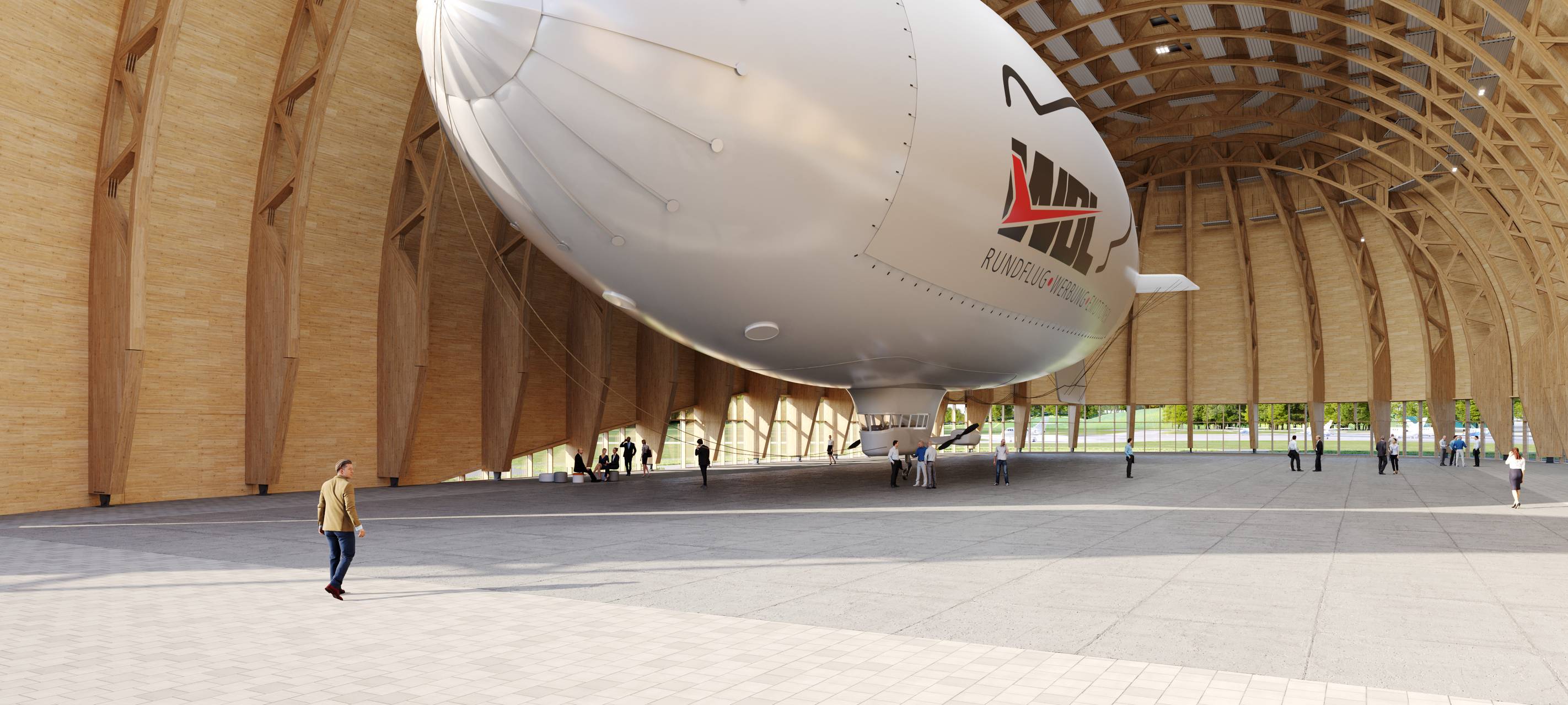 Innenansicht: Neue Verwendung für alten Boden - vom Logistikzentrum in den Luftschiffhangar.