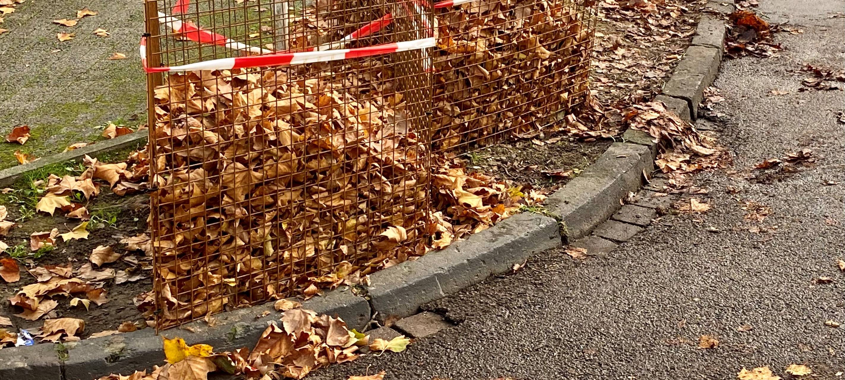 Laubkörbe in Essen bleiben noch stehen