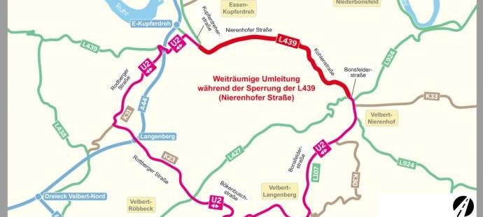 Weiträumige Umleitungsempfehlung während der Vollsperrung