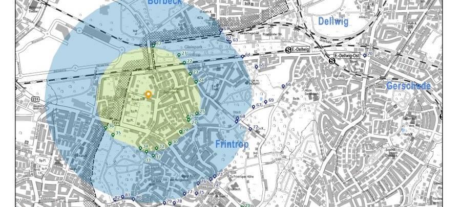 Evakuierungsplan Bombenfung in Essen-Frintrop Januar 2023