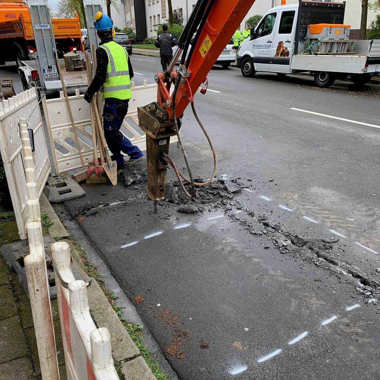 Bomben-Fundort Werrastraße Essen - Aufriss für Leitungen