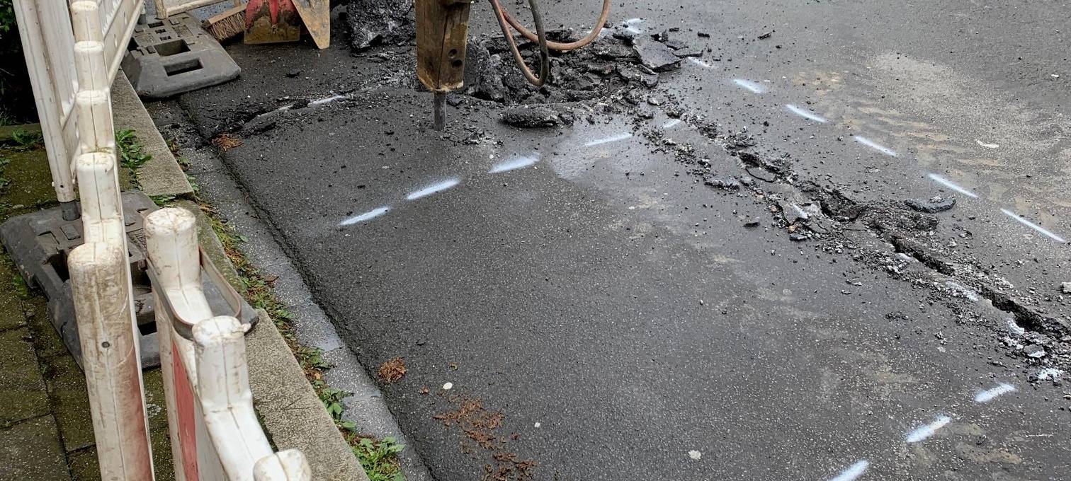 Bomben-Fundort Werrastraße Essen - Aufriss für Leitungen