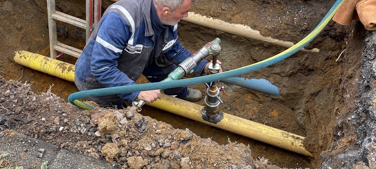 Arbeiten am Bomben-Fundort in Essen-Bergerhausen