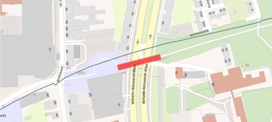 Karte Brücke Wilhelm-Nieswandt-Allee Essen