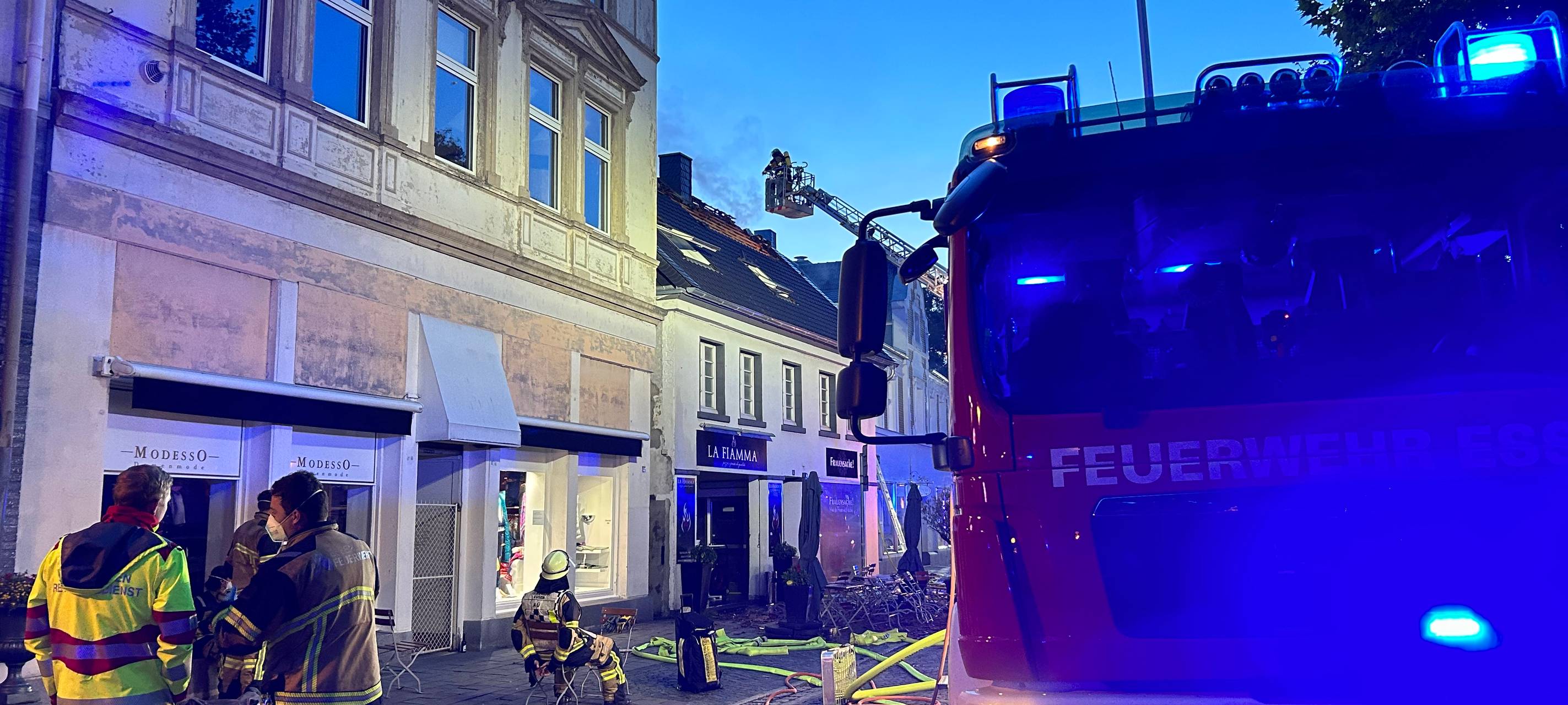 Brand in Essen in altem Fachwerkhaus