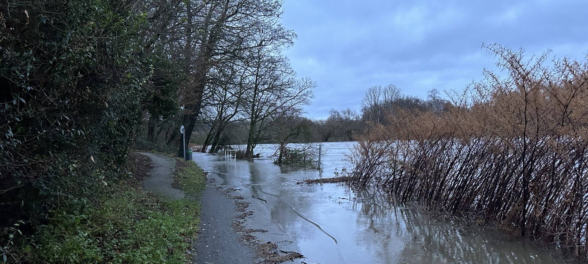 Hochwasser in Essen – so sieht es an der Ruhr am 1. Weihnachtstag aus