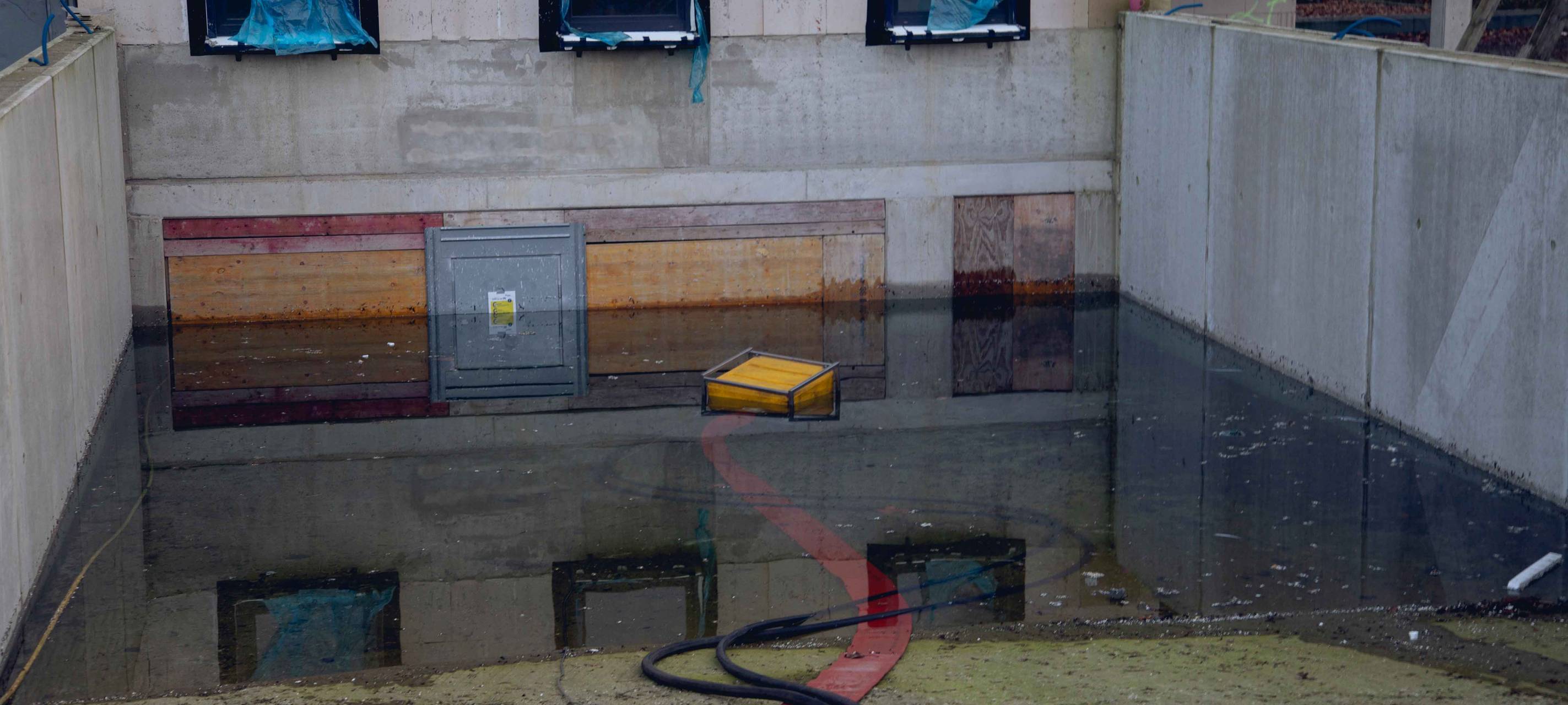 Rohbau in Essen steht unter Wasser