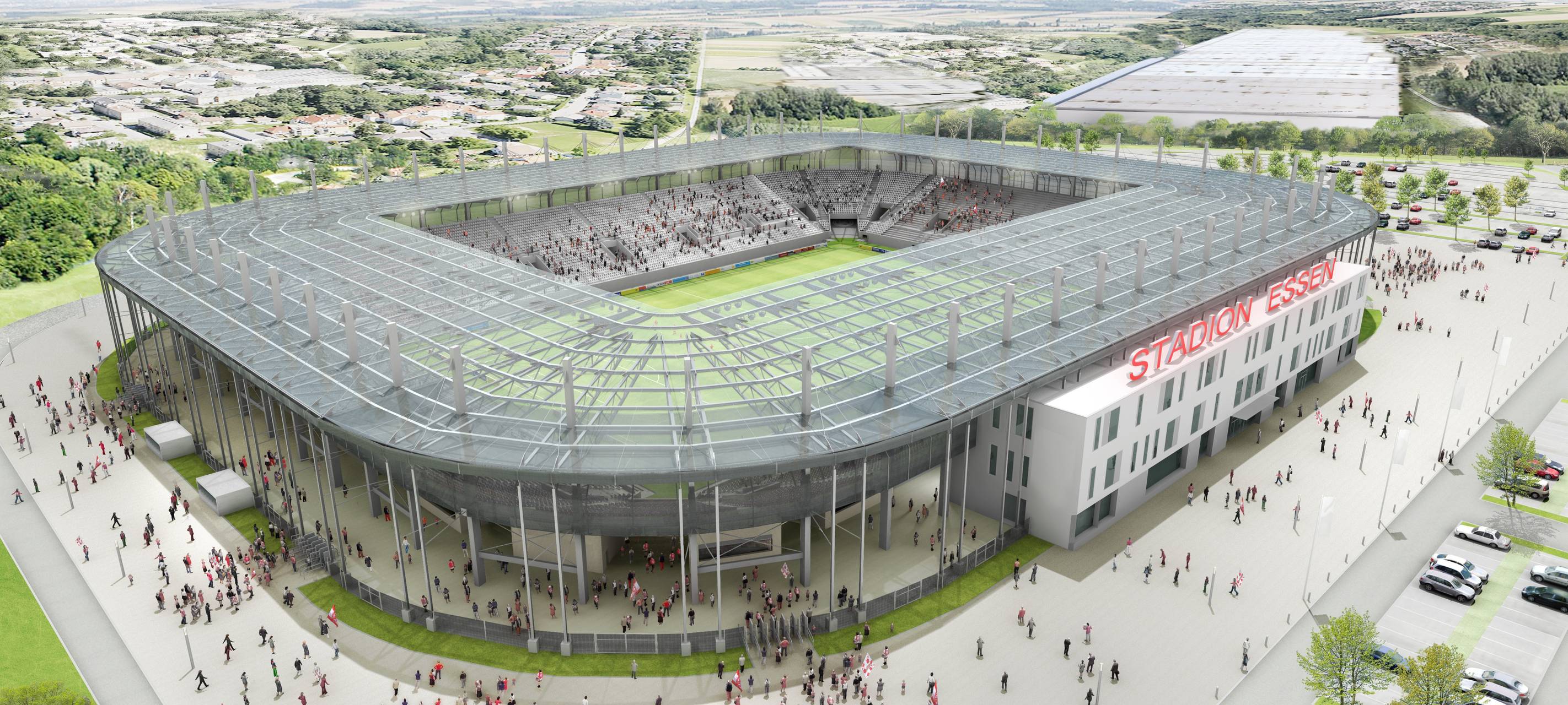 Pläne für Ausbau Stadion an der Hafenstraße in Essen