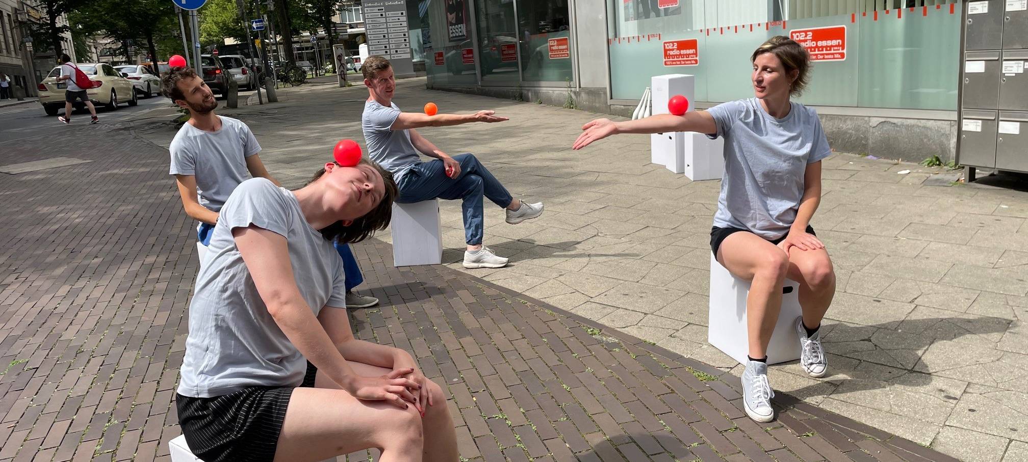 In Essen proben die Künstler für das Straßenkunstfestival