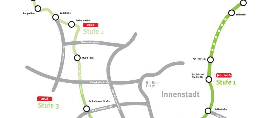 Citybahn-Baustelle in Essen wandert wenige Meter weiter