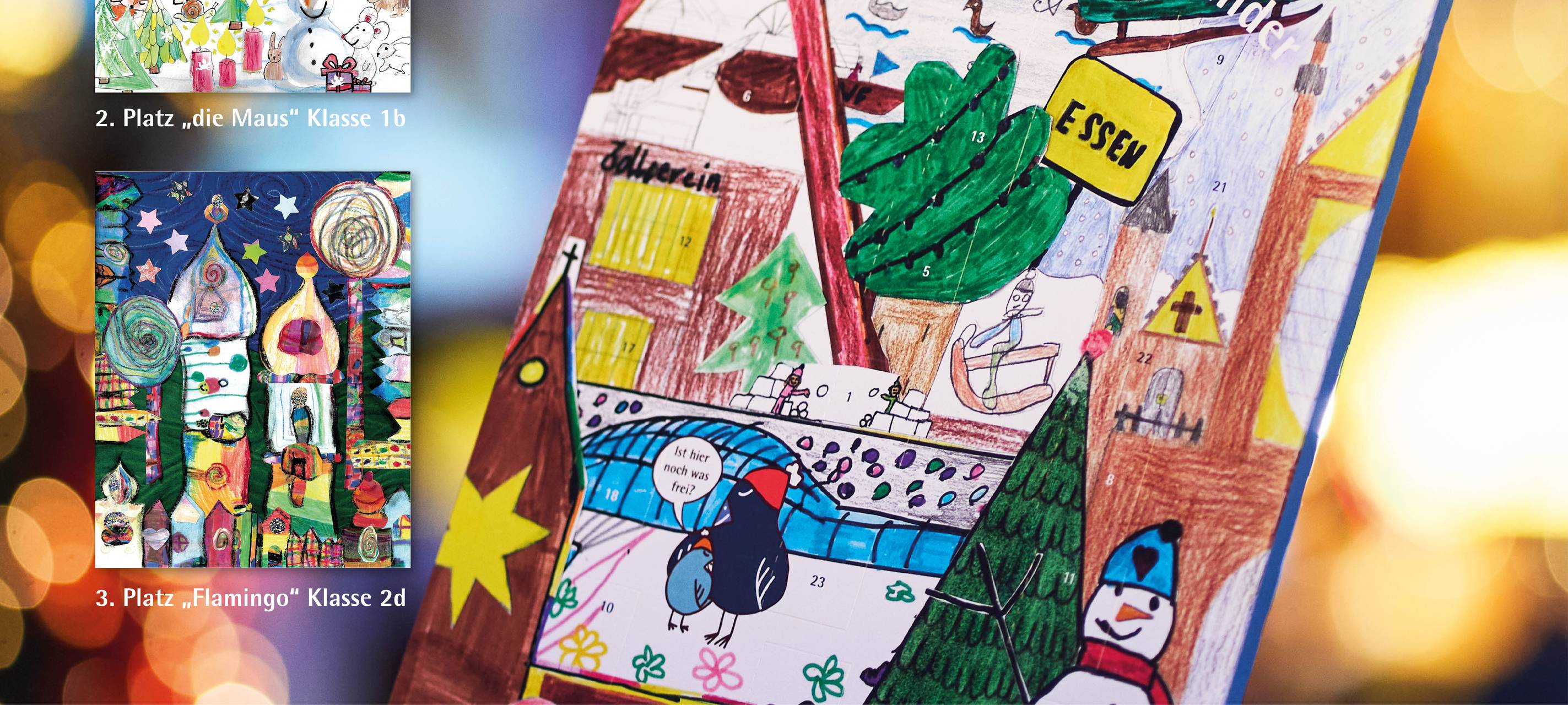 Adventskalender in Essen mit Bildern von Grundschulkindern