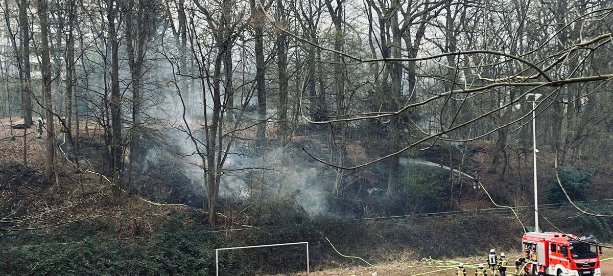 Waldstück in Essen brennt