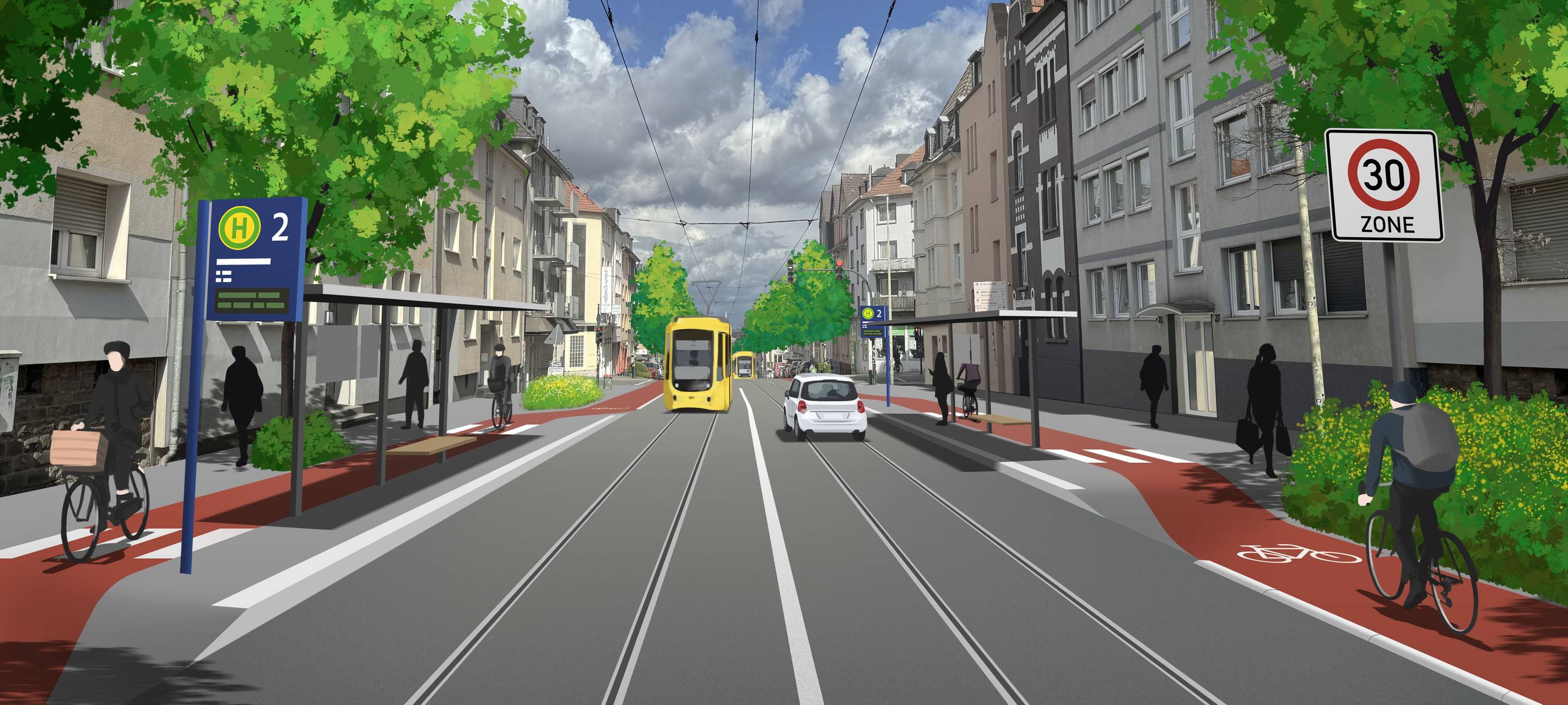 Pläne für große Straße in Essen: Fahrradstreifen und weniger Autospuren