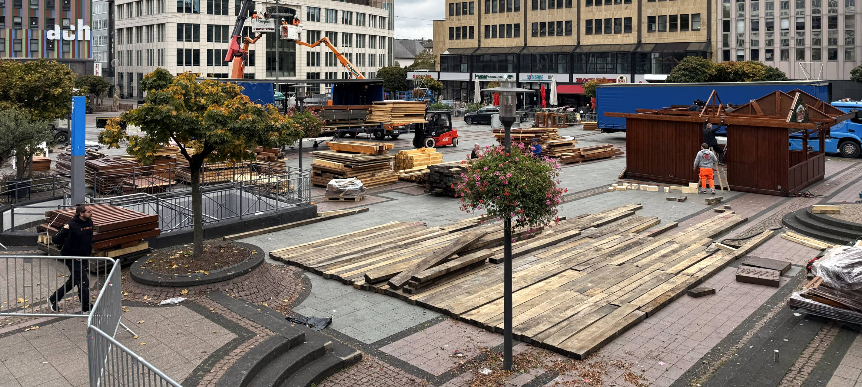 Weihnachts-Countdown in Essen: Der Aufbau läuft