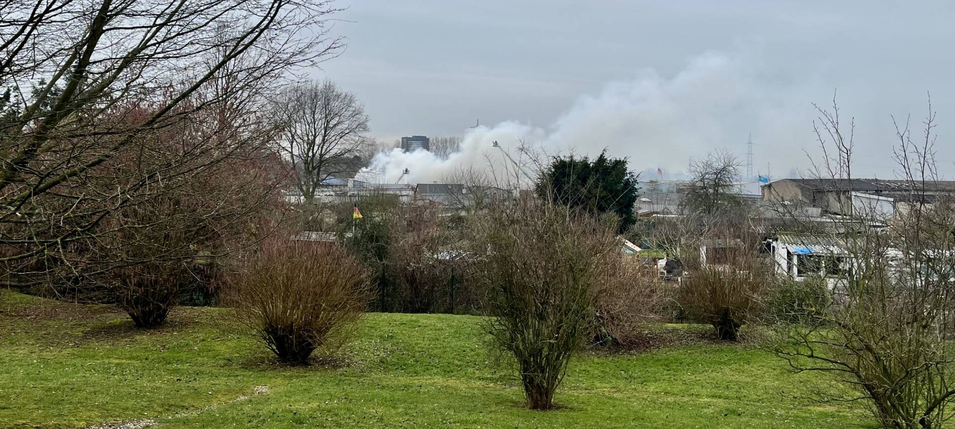 Rauchwolke über Essen: Großbrand bei Holzbetrieb