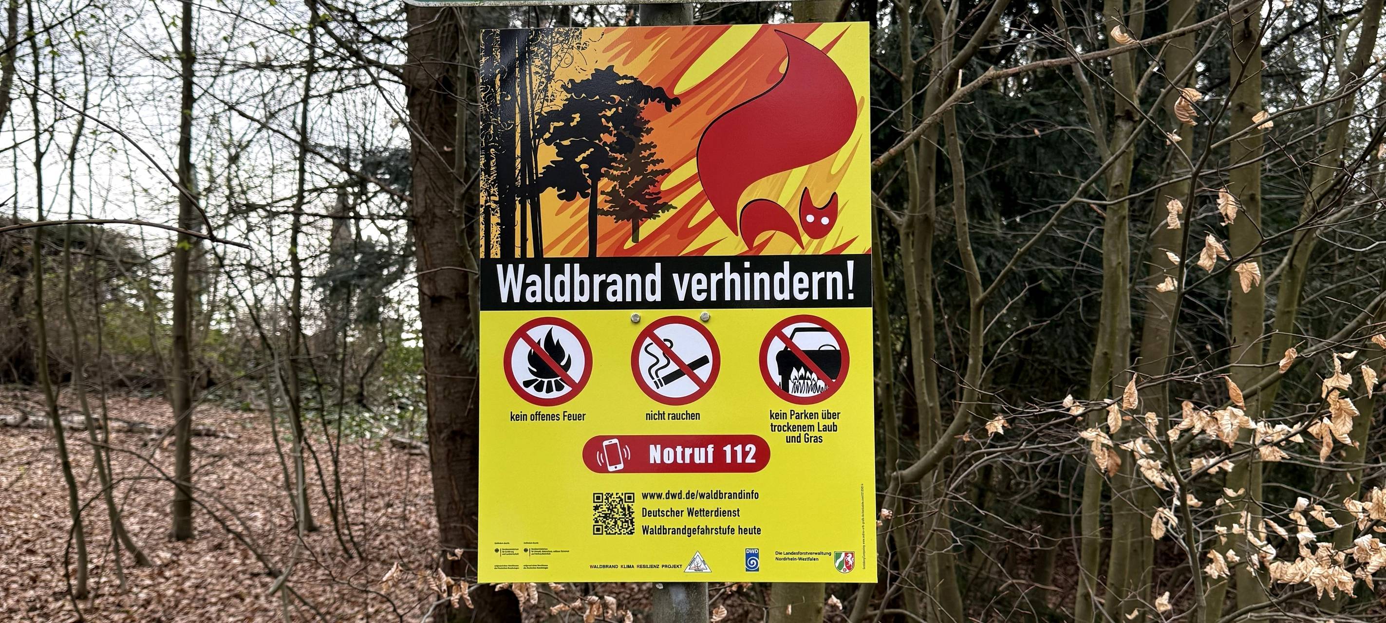 Waldbrandgefahr in Essen - neue Warnschilder im Wald