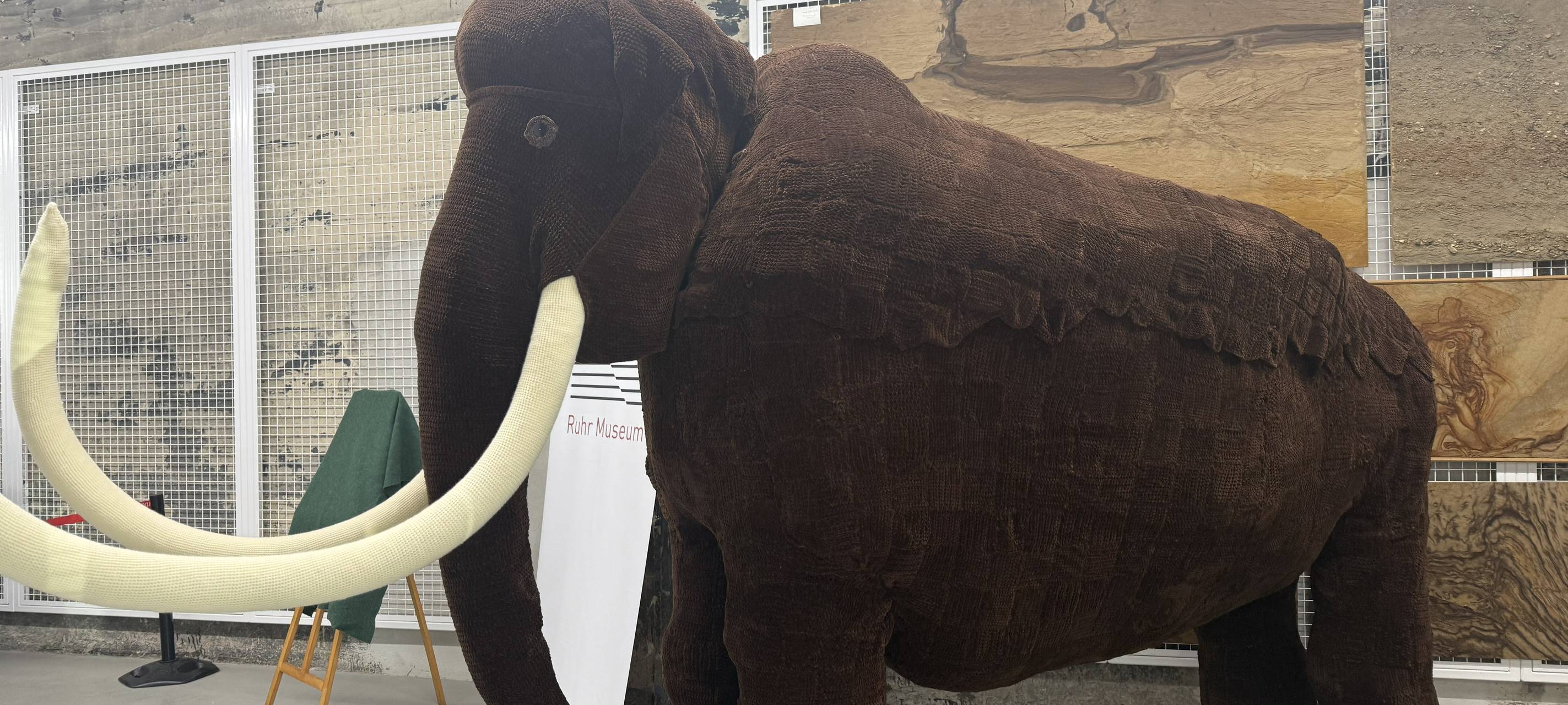 Weltrekord in Essen: Riesiges Mammut aus Wolle gehäkelt