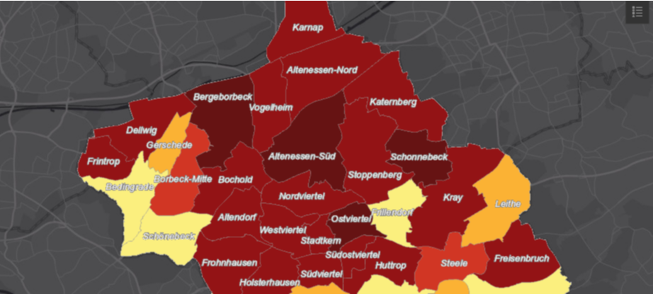 Corona-Lage in nördlichen Stadtteilen von Essen am 23. August 2021
