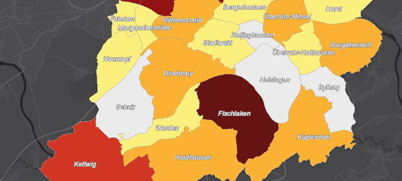 Corona-Lage in südlichen Stadtteilen von Essen am 23. August 2021