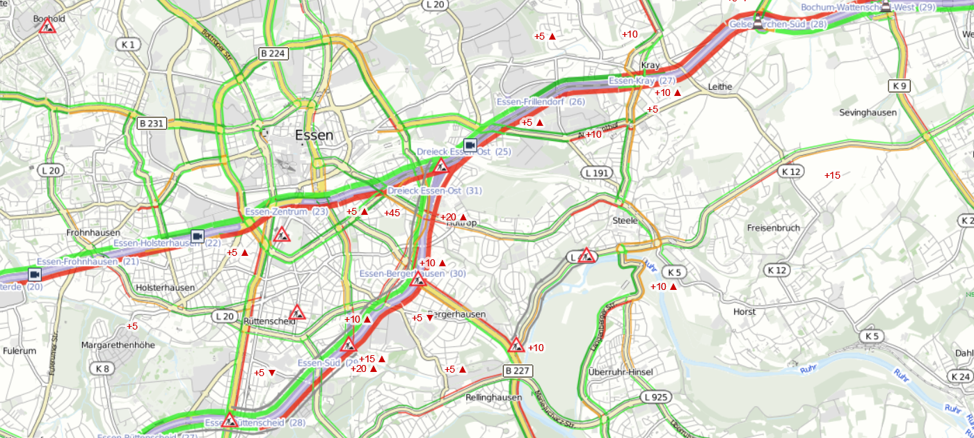 Essen: Unfall auf der A40 bei Gelsenkirchen-Süd: Lange Staus