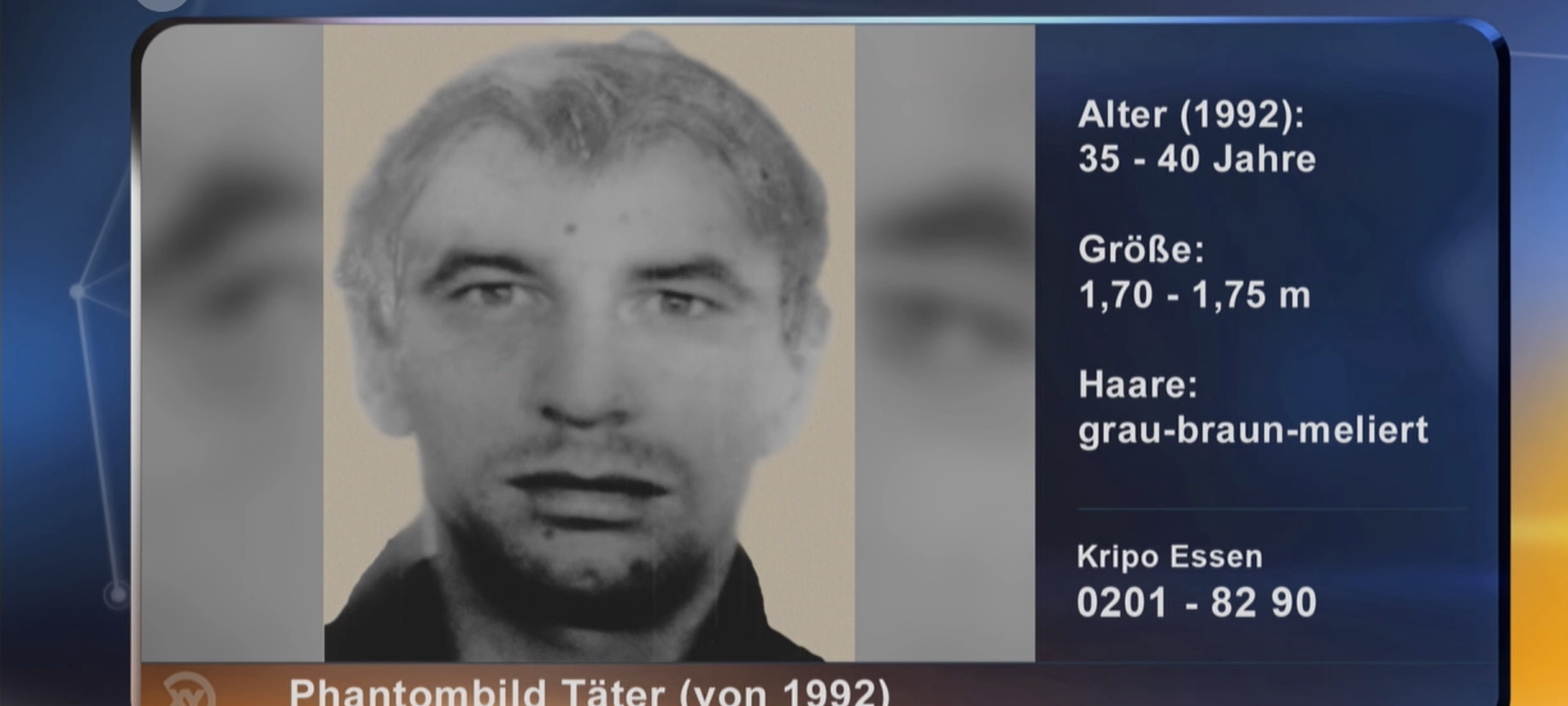 Phantombild zu Missbrauchsfällen aus Essen bei "Aktenzeichen XY"