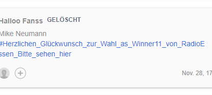 Fake-Profil, das sich als Radio Essen ausgibt