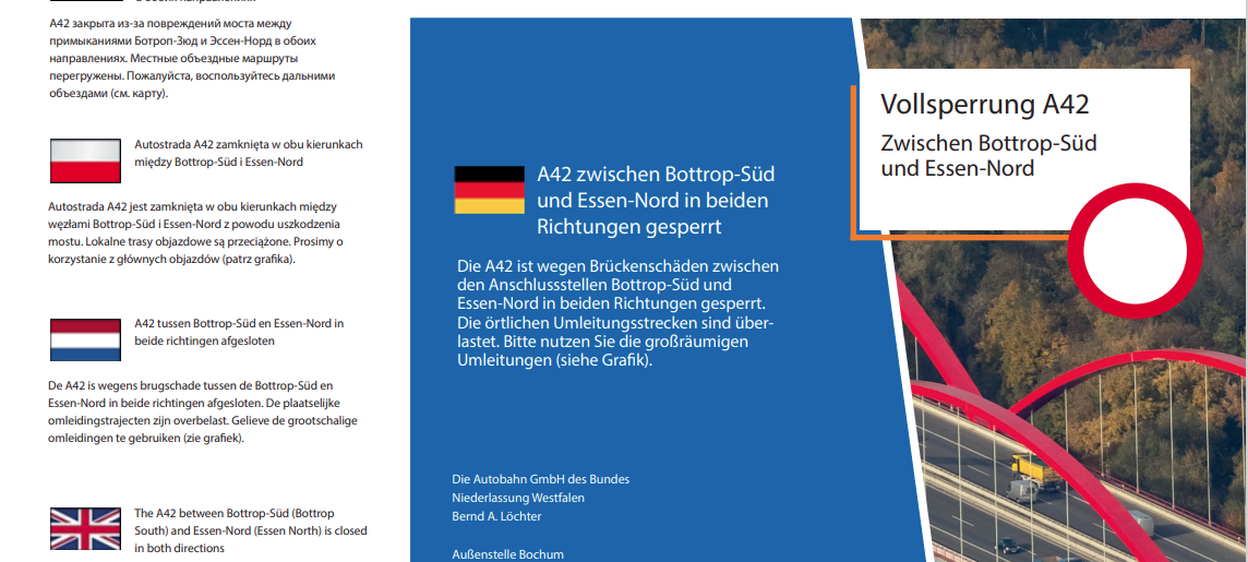 A42-Sperrung in Essen: Experten beraten alle zwei Wochen