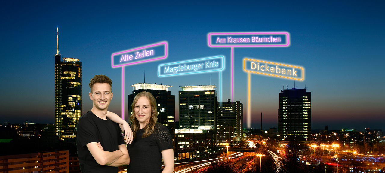 Skyline von Essen bei Nacht