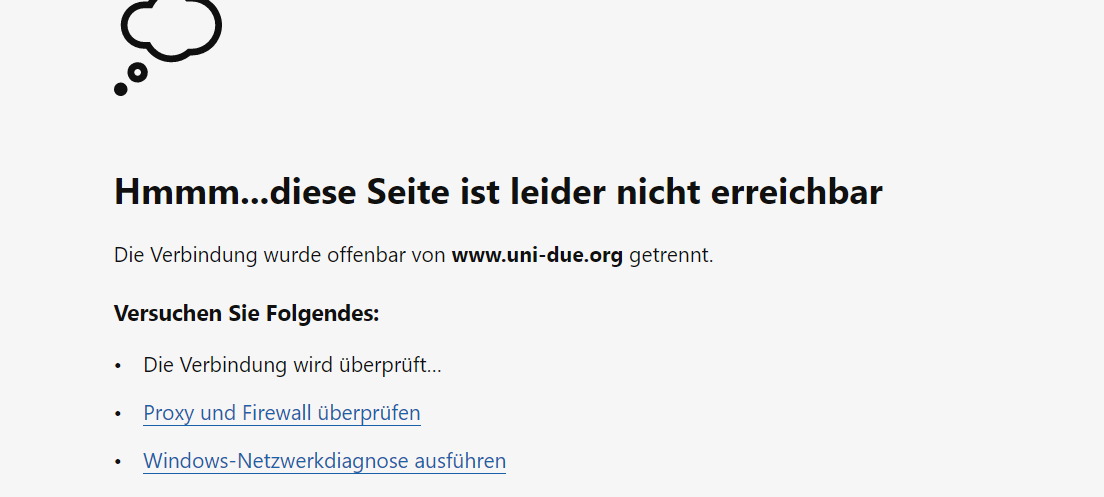 Essen: Internetseite der Universität wieder nicht erreichbar