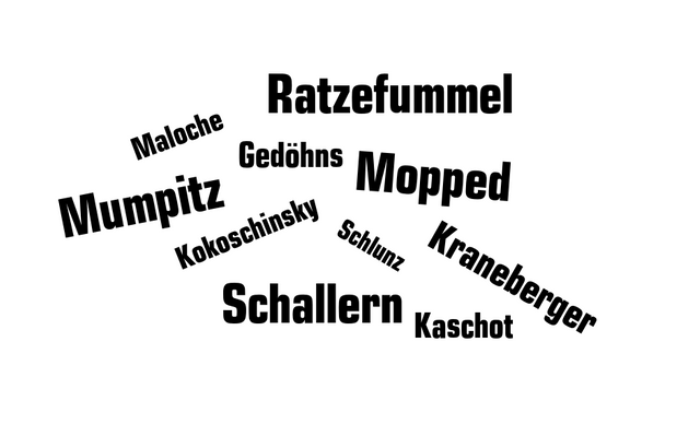 Ruhrpott-Wörter auf weißem Hintergrund