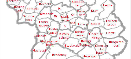 Stadtteilkarte vom Essener Süden