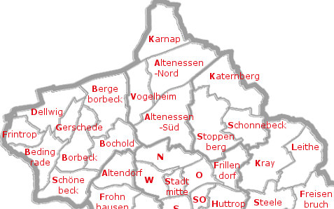 Stadtteilkarte vom Essener Norden