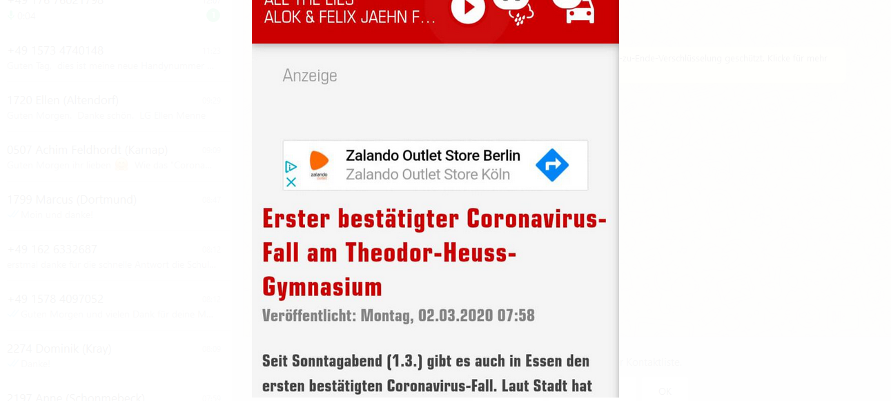 FAKE: KEIN Coronavirus-Fall am Theodor-Heuss-Gymnasium