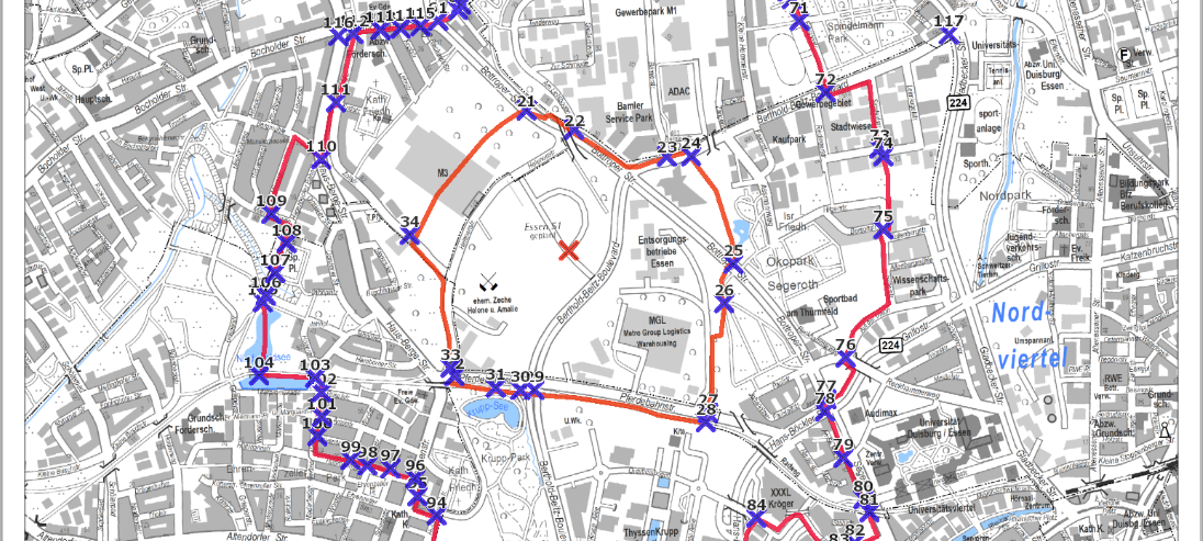 Evakuierungskarte Bombe Essen Pferdebahn