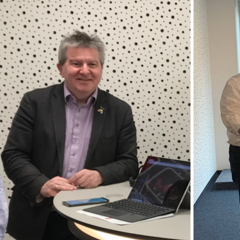 Sozialdezernent Peter Renzel und Oberbürgermeister von Essen Thomas Kufen bei Radio Essen